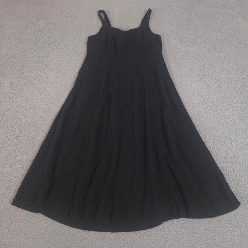 Old‎ Navy Dress Womens Large Black Fit & Flare Linen-Blend Midi Square Neck Tank